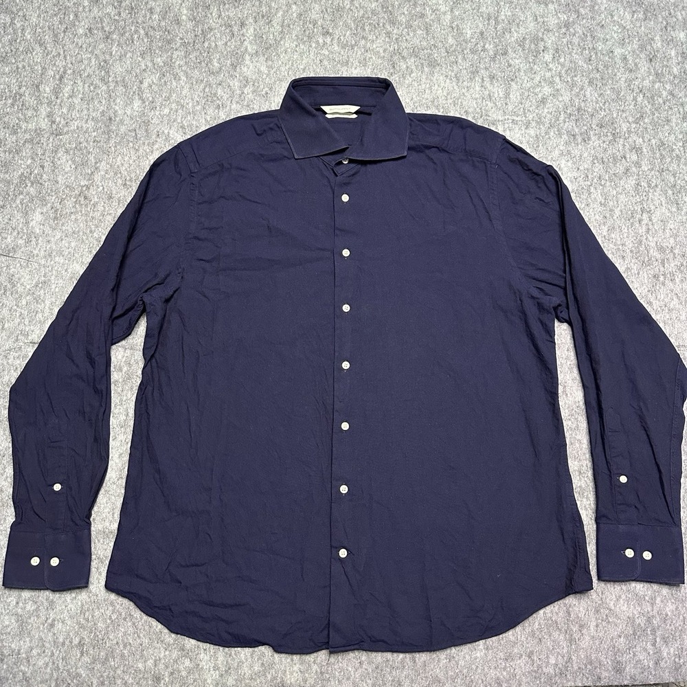 SuitSupply Dress Shirt 43/17 Blue Egyptian Cotton Slim Fit Spread Collar - XL